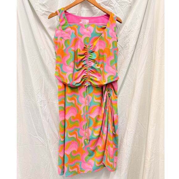 Show Me Your MuMu x Barbie Party Wave Set Retro Print Pink 1X Plus Romantic - Picture 2 of 6